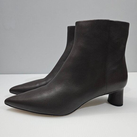 Vince Shoes - Vince Fitz Ankle Bootie Size 9.5 Truffle Brown Leather Pointed Toe Block Heel